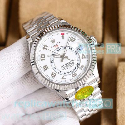 N Factory Rolex Sky-dweller 42 mm White Arabic 904L Steel Replica Watch